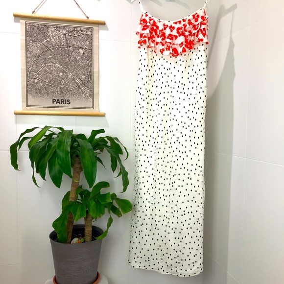 RIXO Target Ruffle Midi Sheath Slip Dress - Picture 1 of 11